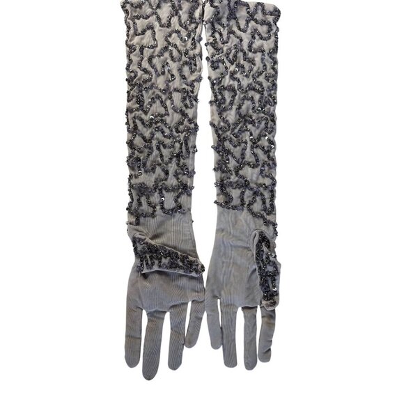 retrofete Poppy Gloves in Mink Grey One Size New Womens Sequin Elbow - Picture 5 of 7